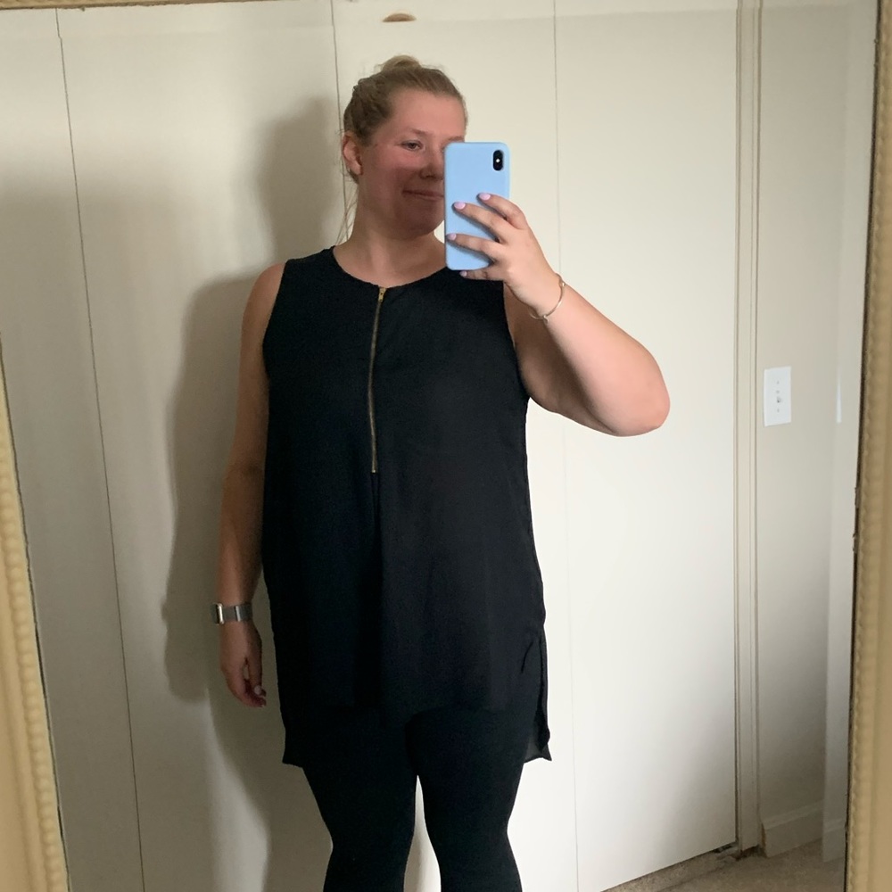 Gauzy Black Zipper top